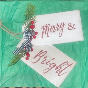 Merry & Bright Holiday Tag Hanging Decoration